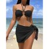 2026 Solid Halter String 3 Piece Bikini String Skirt Swimsuit Women Swimwear Female Bather Bathing Swimming Swim Suit Beachwear