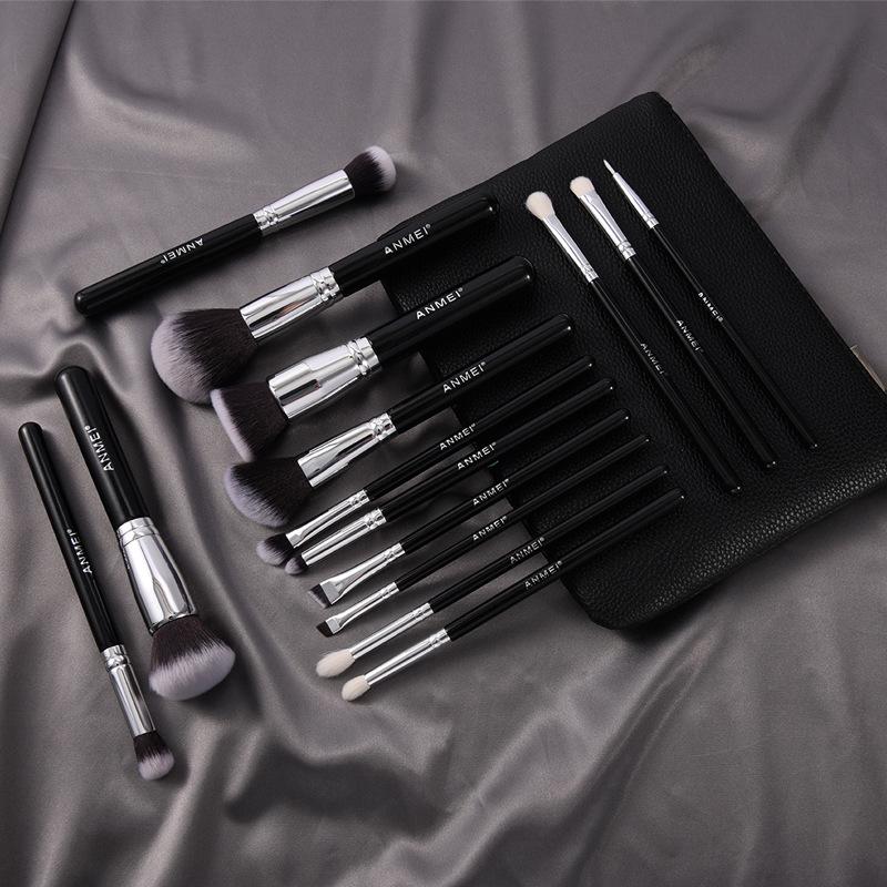 15-Piece Portable Animal Hair Makeup Brush Set for Powder & Eyeshadow