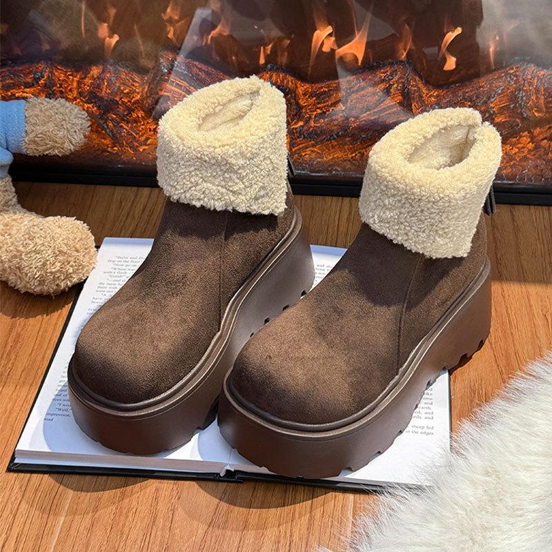 

бархатные утепленные зимние ботинки на толстой подошве женские новые зимние теплые нескользящие хлопковые ботинки детские 40 темно-коричневого