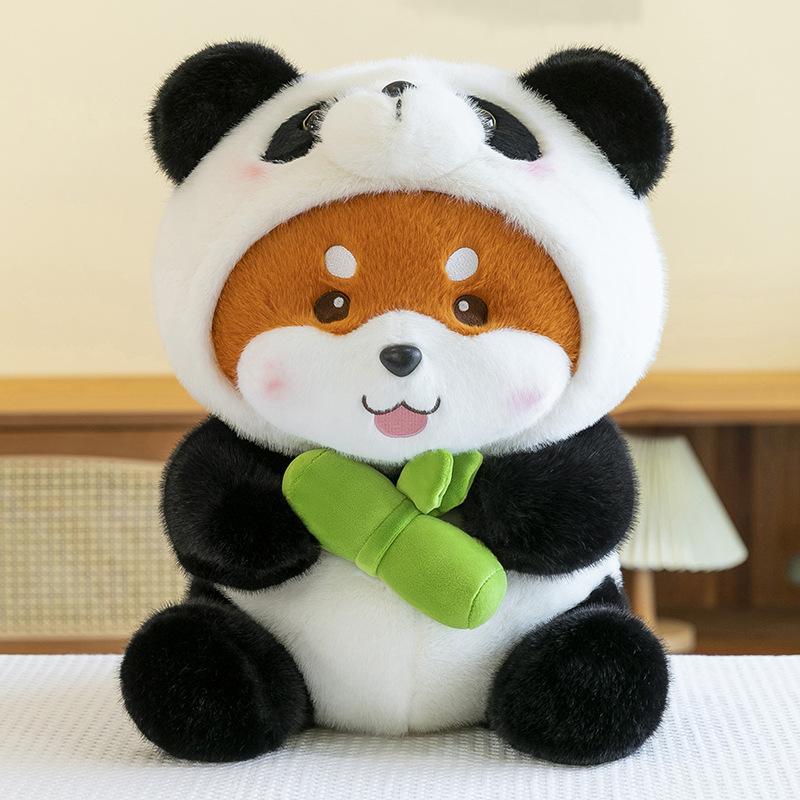 New Bear Chai Yuanyuan Doll Giant Panda Turns Into Raccoon Plush Toy Holding Bamboo National Treasure To Give Children's Gifts