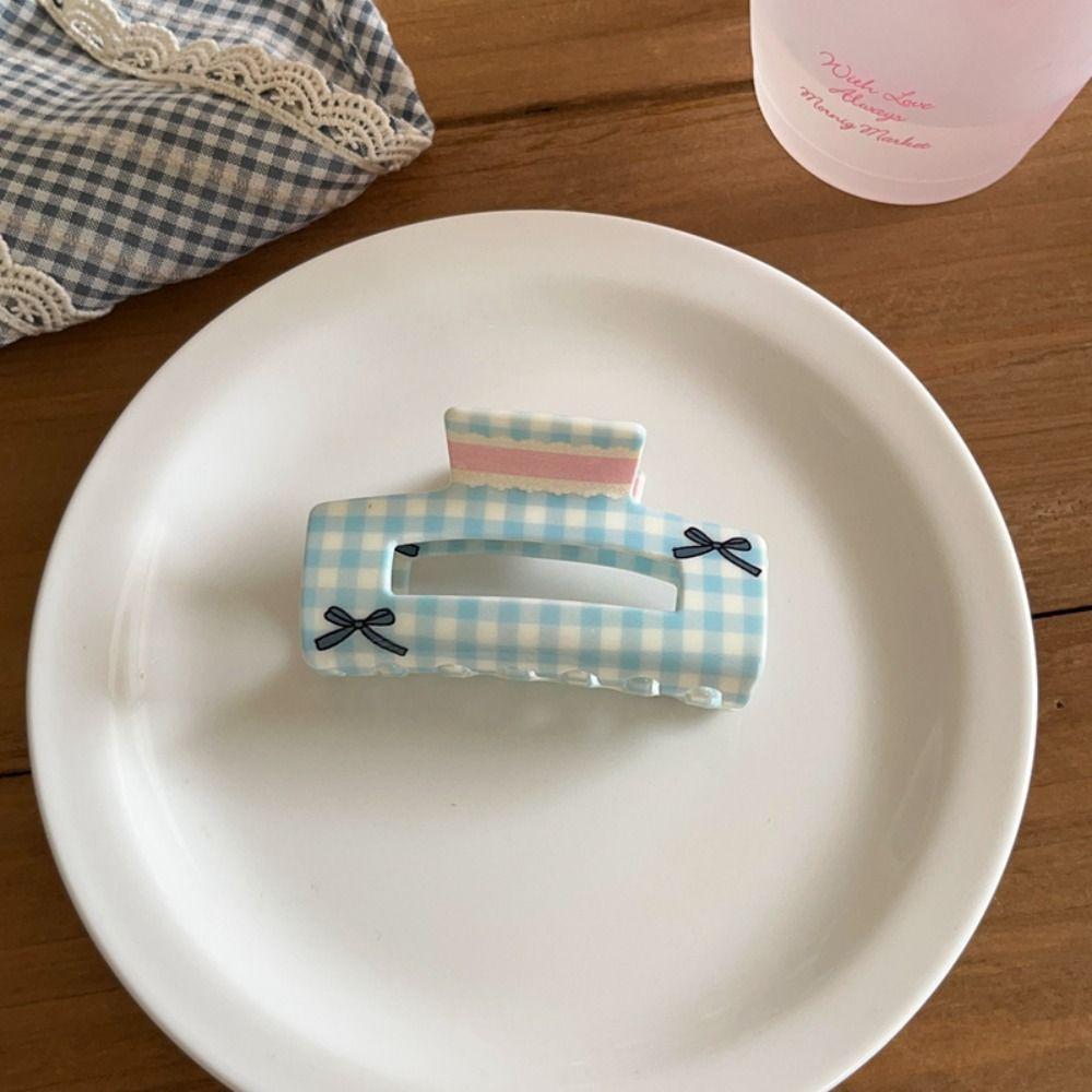 Flower Lattice Hair Crab Clip Korean Style Geometry Shark Clip Cute Acrylic Bow Hair Claw  Party