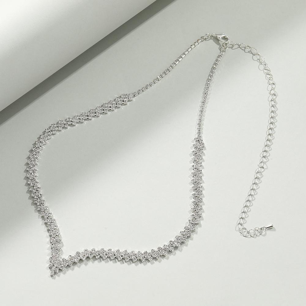 Diamond - Like Sparkling Creative Splicing Rhombus Necklace and Earrings Set Minimalist Everyday Party Gift