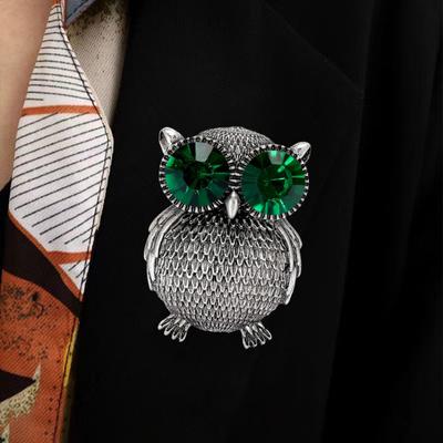 Women's Retro Owl Brooch Pin Rhinestone Big Eyes Owl Mini Animal Alloy Brooch Lapel Corsage Scarf Pins Accessories