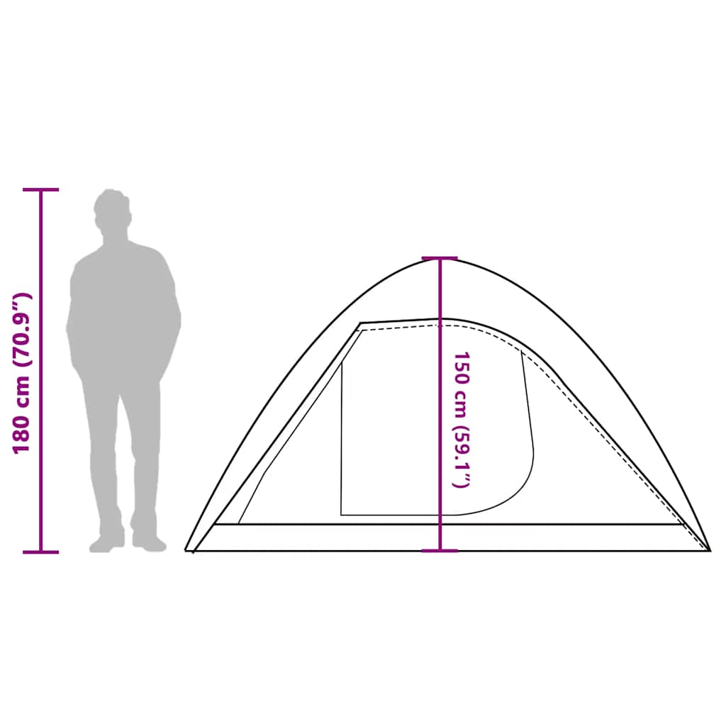 Dome Camping Tent for 4 Persons Green Waterproof