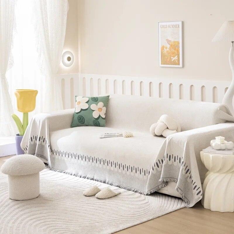 Nordic Tassel Throw Blanket Single Full Four Season Cotton Sofa Cover Dust Anti-cat Scratch Protection Cover Sofa Blanket Carpet