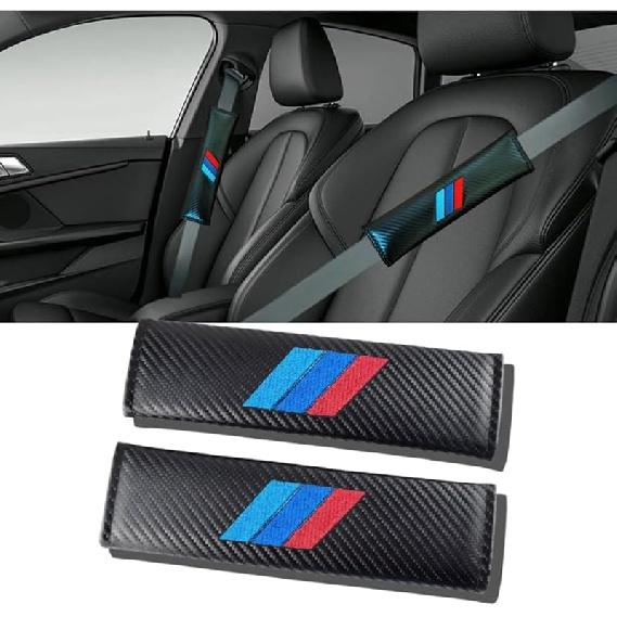2PCS Car Seat Belt Cover For BMW, Carbon Fiber Seatbelt Shoulder Protection, Soft Car Seat Belt Strap Cushion Protect Your Neck And Shoulder, Car