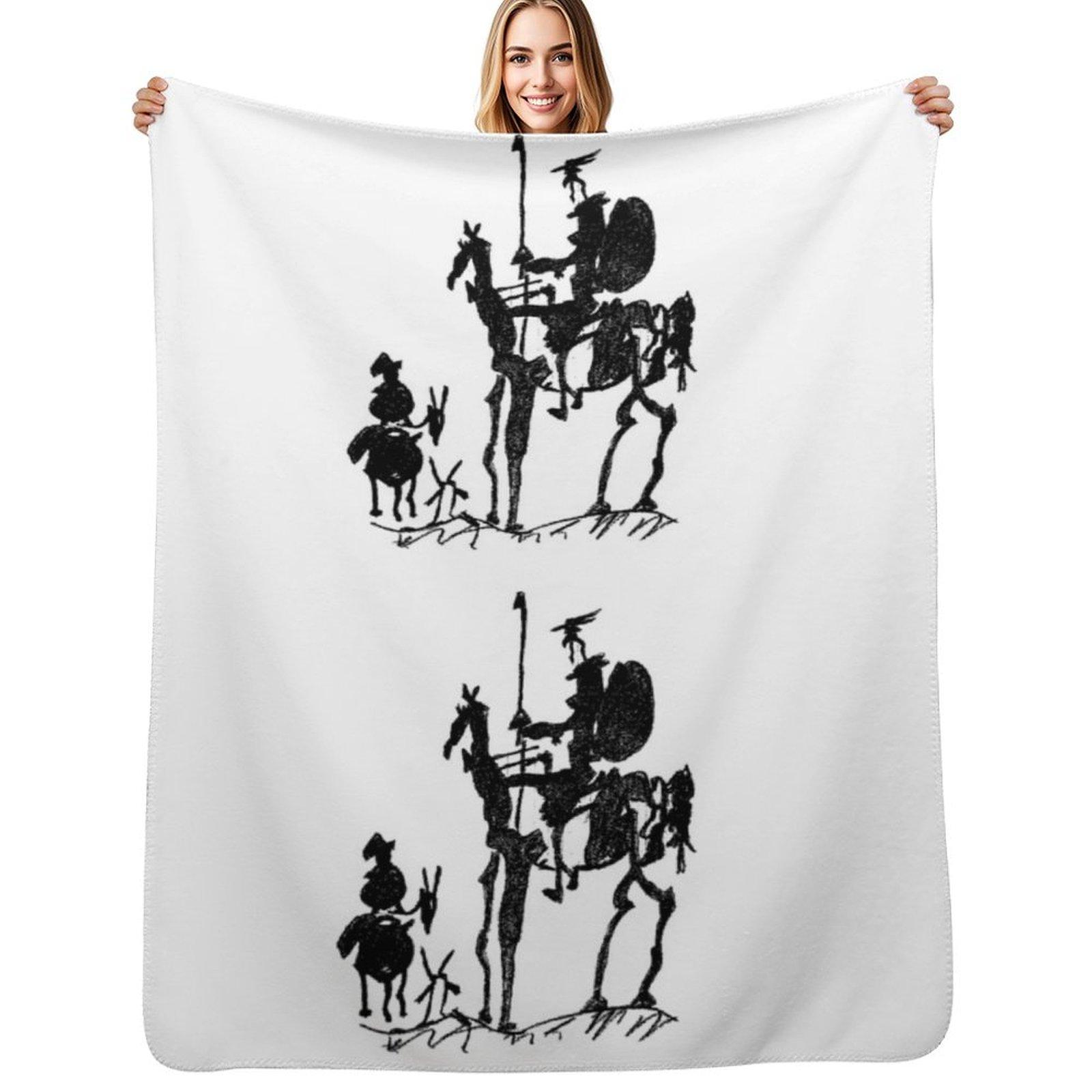THE ADVENTURES OF DON QUIXOTE AND SANCHO Throw Blanket Stylish Warm Blanket for Living Room Bedroom Size: 75*100cm, Weight: 230 GSM