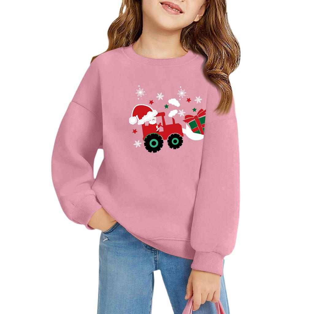 Vánoční den Dívčí pulovry s kulatým výstřihem pro děti Potištěné dětské topy