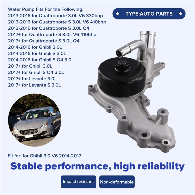 For Maserati Ghibli 3.0 V6 2014-2017 Water Pump Replacement Part With Gasket- Part Numbers 297912 299667