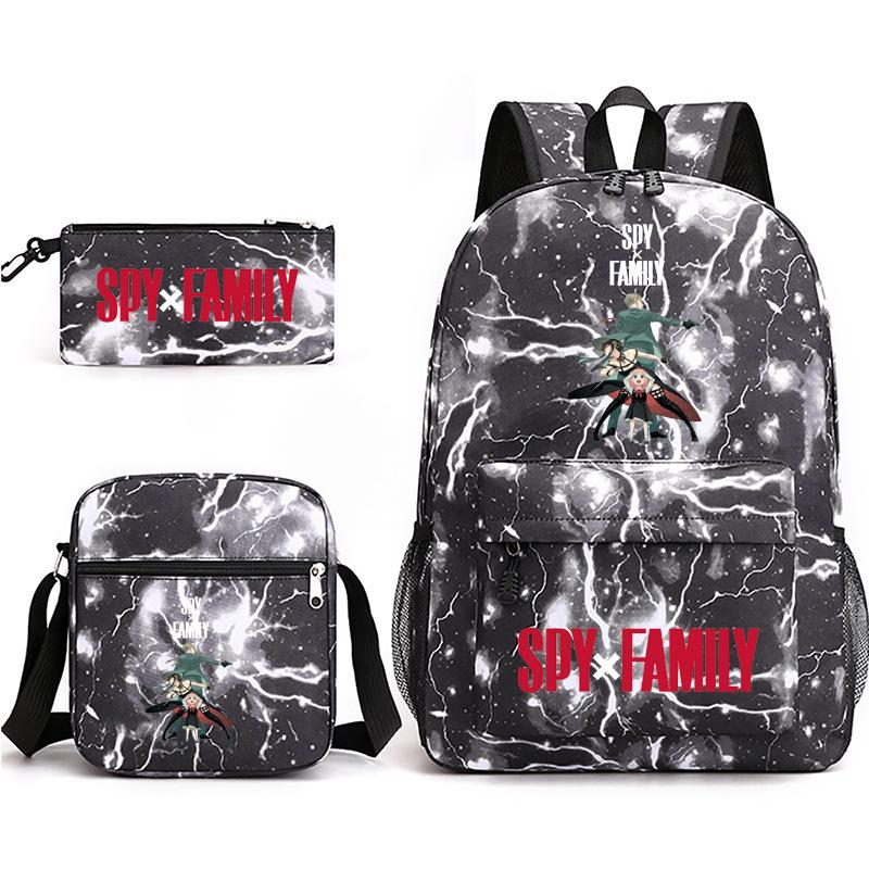 Spy Play House, Animation Periphery Backpack Student Schoolbag Satchel Pencil Case Three-Piece Set