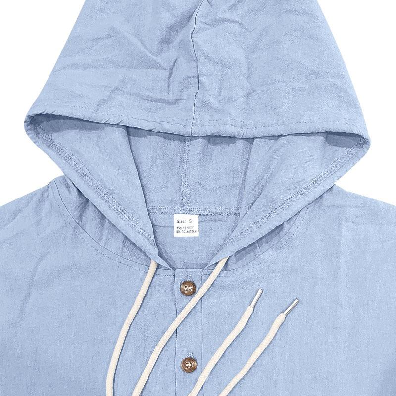 Spring and Summer New Men's Hooded Long-sleeved Shirts with Patch Pockets Casual Outer Tops