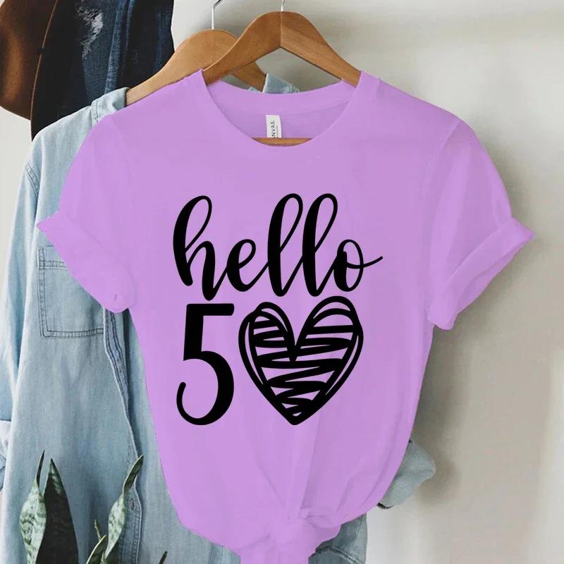 New Arrival Hello 50 Loose Funny Tshirt Hello Fifty Shirt 50th Birthday Shirt Birthday Party Tees Gift Casual Women Shirt Top