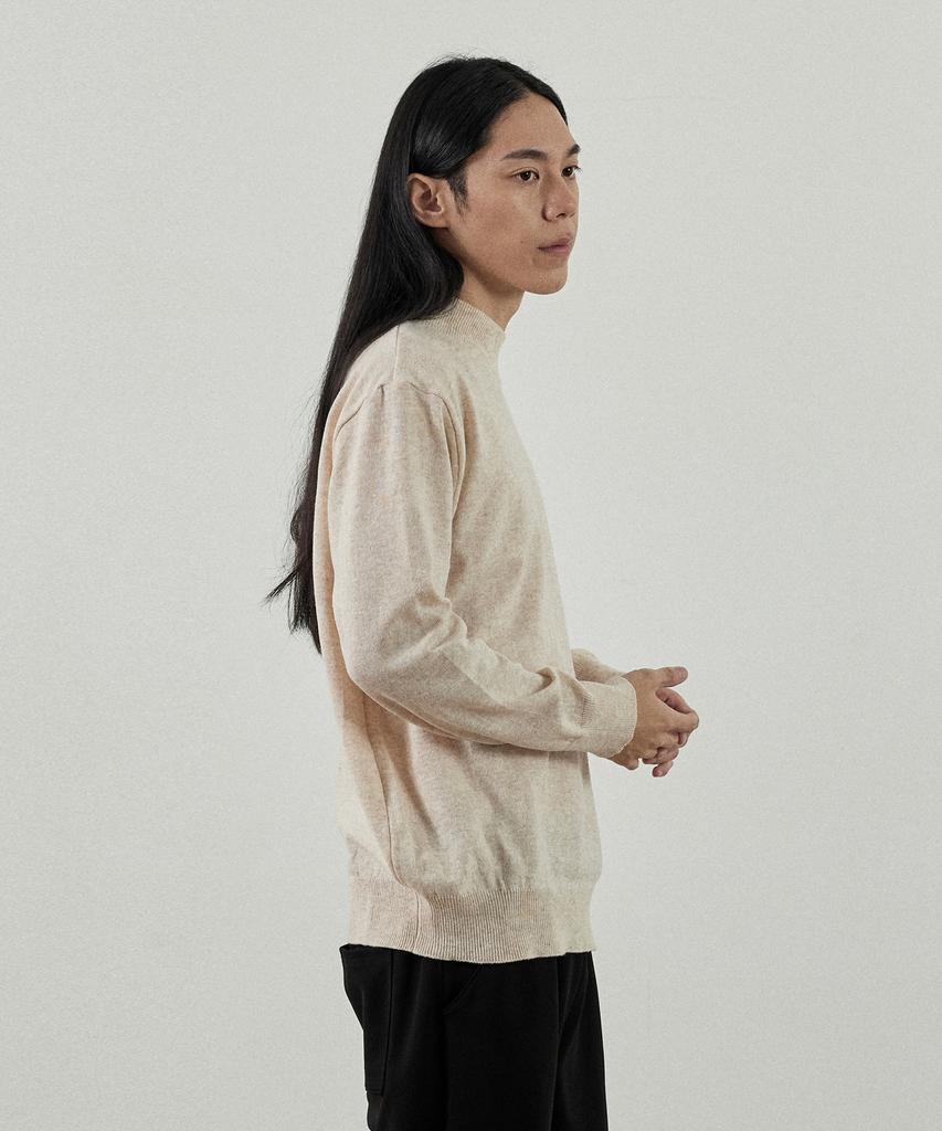 Analog Mood-Like Semi-Half Turtleneck Knit (Beige)