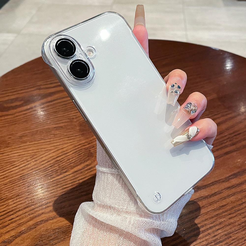 

Titanium gray borderless ultra-thin phone case for iPhone 16 15 14 13 12 11 Pro Max fine hole lens film shockproof hard pc case For iPhone 16