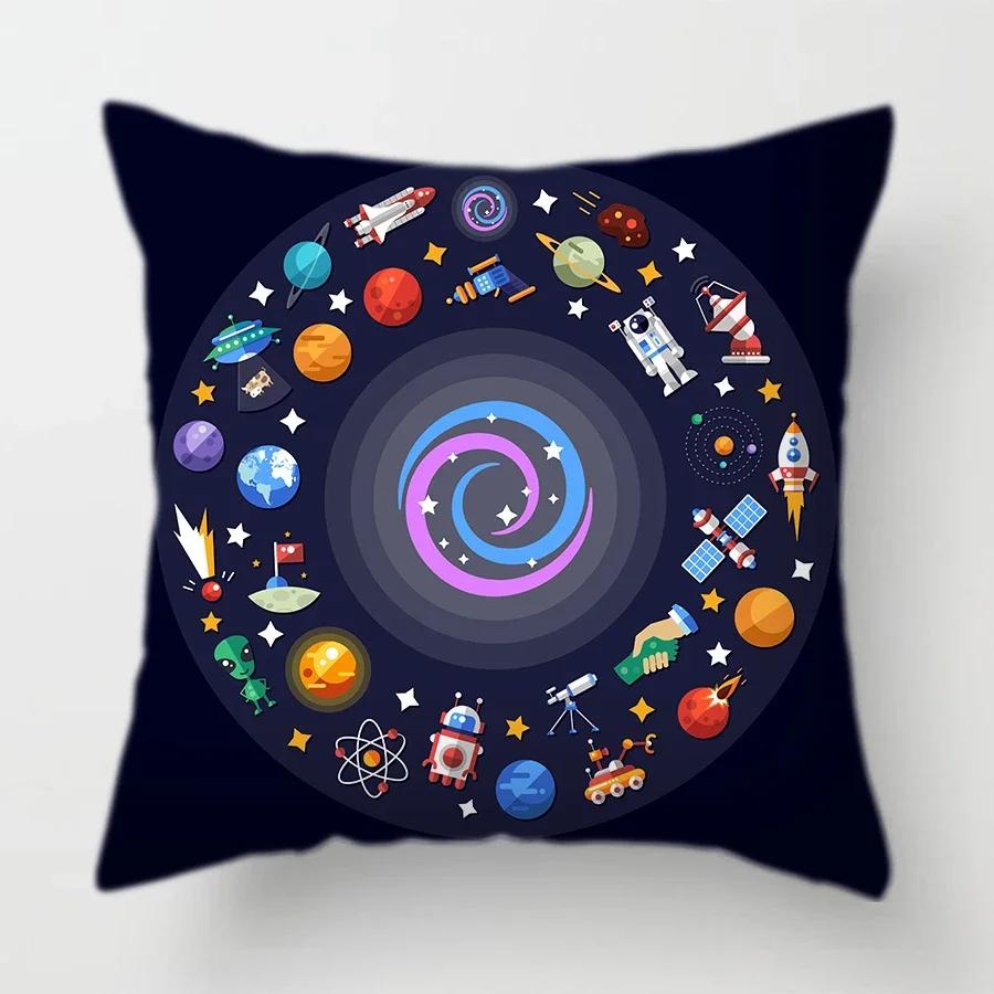 45X45Cm Universe Theme Cushion Cover Space Dream Astronaut Planet Decorative Pillows Case For Sofa Home Kids Room Pillowcase