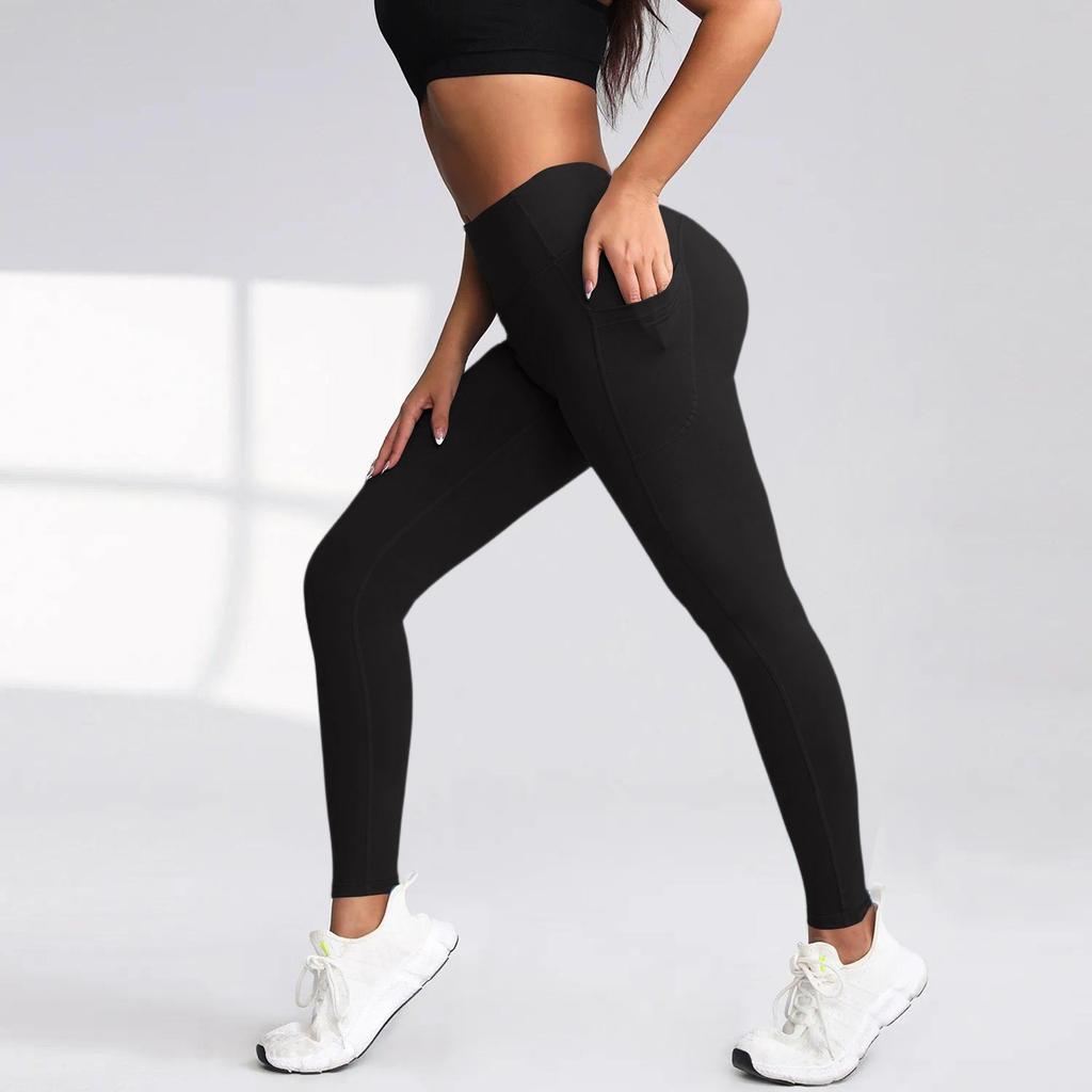 Dámské módní jednobarevné jógové kalhoty s vysokým pasem, úzké tepláky, fitness kalhoty
