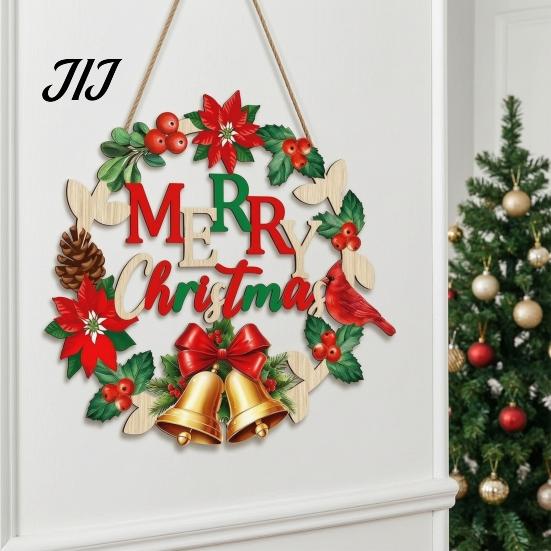 Christmas Gift For Friends Wooden Hanging Pendant, Festive Ornaments with Hemp Rope for Tree Fireplace Wall Window Decoration, Santa Claus/Gingerbread