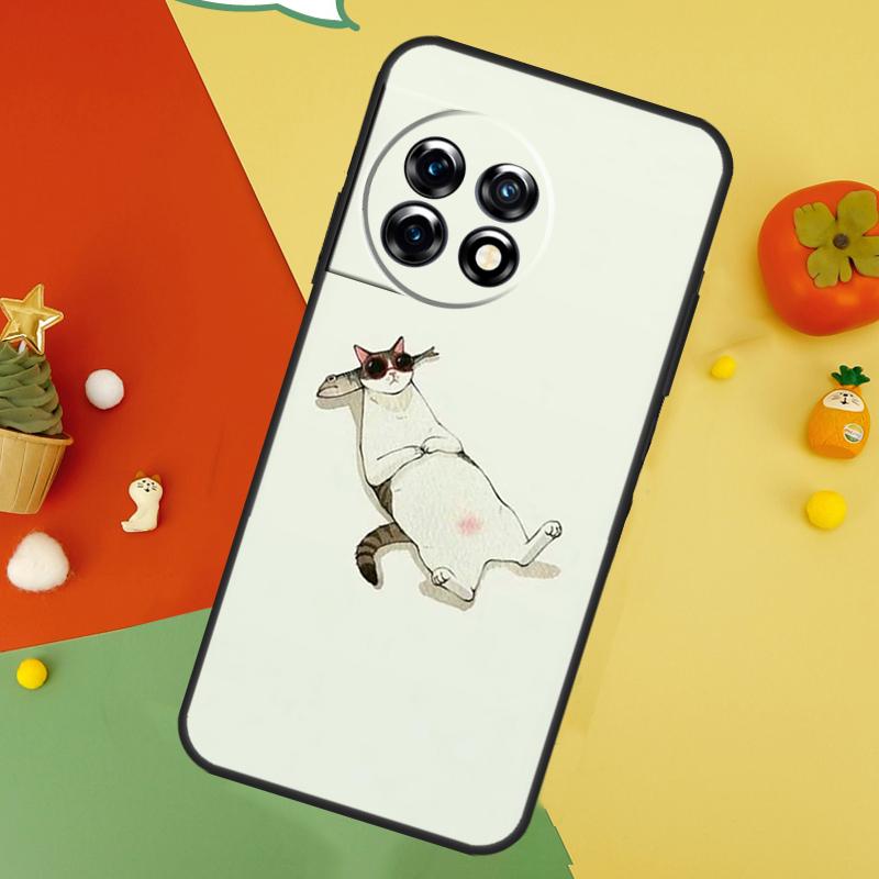 Minimalistisches Katzen Case Für OnePlus 9 10 Pro 11 12 13 15 13T 13R 12R 10T 8T Nord 5 CE 2 3 4 Lite N20 N30 Hülle