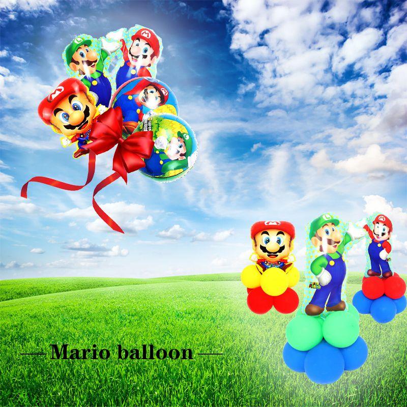 Mario Super Balloons Children Birthday Party Decoration Cartoon Bros Luigi