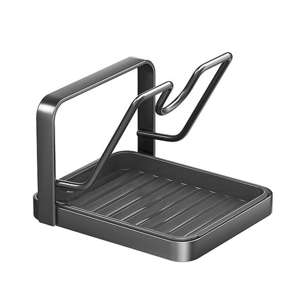 Sturdy Pot Lid Rack Pot Lid Holder with Drain Pan U-shaped Groove Kitchen Organizer Multifunctional Pot Lid Spoon Rack for Stove