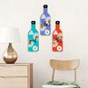3 Pcs Wooden Wine Bottle Wall Art Good Vibes Only Wall Hanging Ornament Vintage Floral Bottle Sculpture for Walls Doors Entrances Home Decor