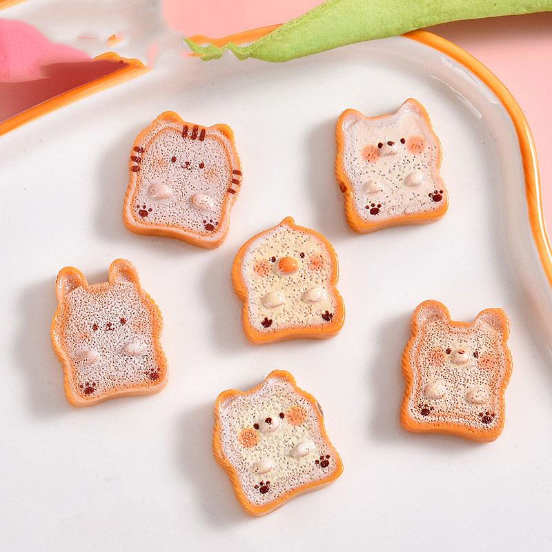 5pcs Animal Toast Bread Cat Resin Charms Pendant Jewelry Making Supplies Keychain Necklace Earrings Pendants DIY Findings