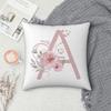 Alphabet A Throw Pillow Covers, 18" X 18" Pink Floral Monogrammed Pillow Cases - Letter A Pillow Covers - Initial Pillow Cover - Soft Square Cushion