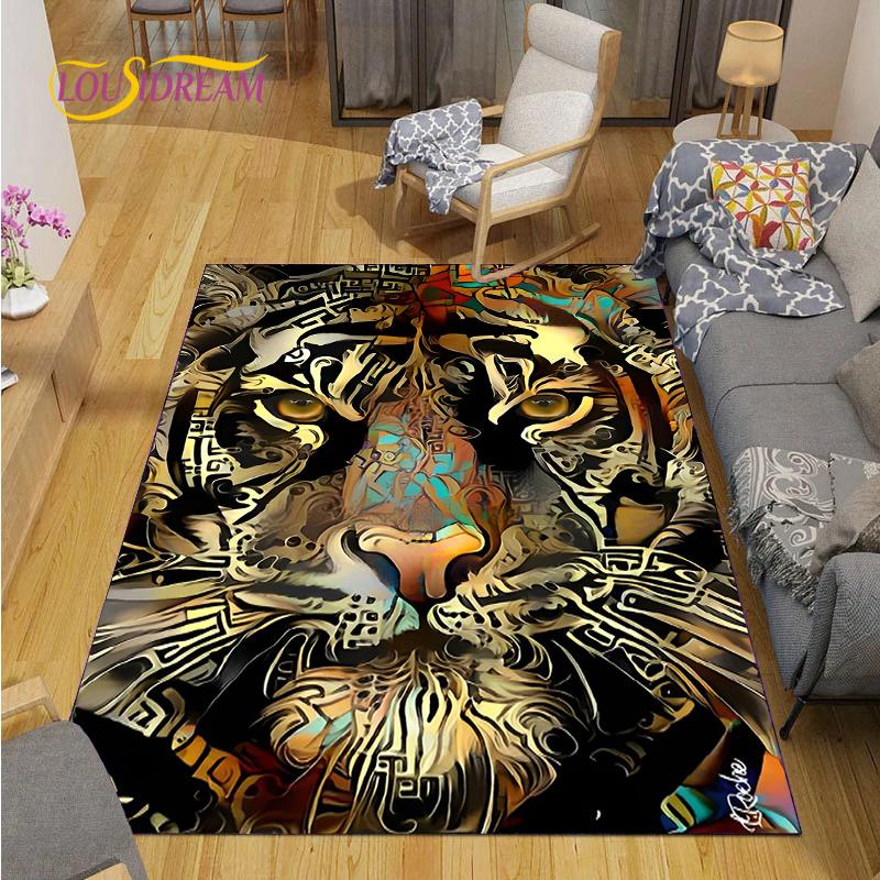 Alfombra Dragon and Tiger Fight Carpet Living Room Sofa Coffee Table Door Bedroom Rug Kitchen Kid Anti-slip Floor Mat Home Decor