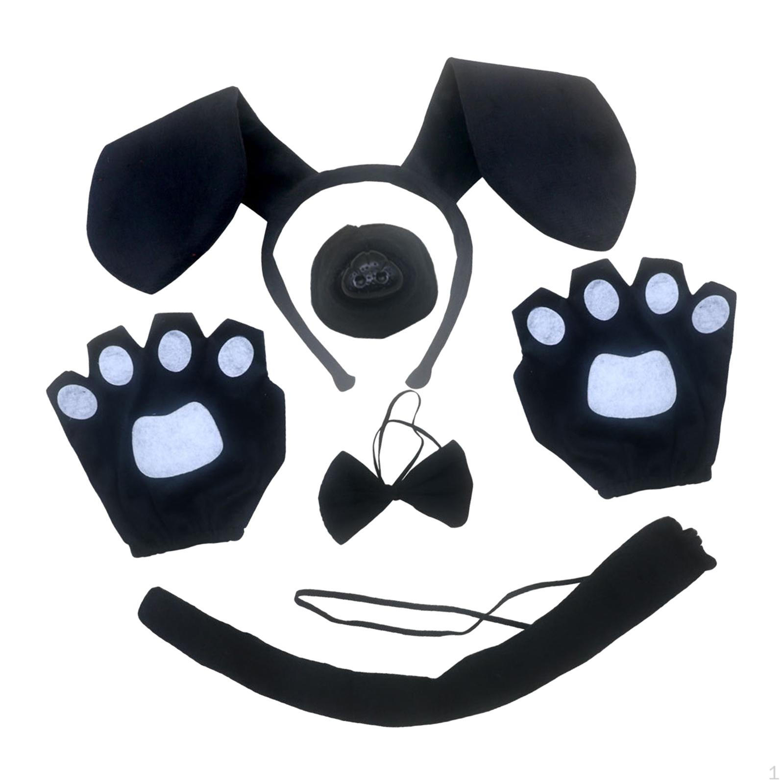 

Повязка на голову с собачьими ушками и длинный хвост животного, галстук-бабочка, подарки, костюм, набор аксессуаров