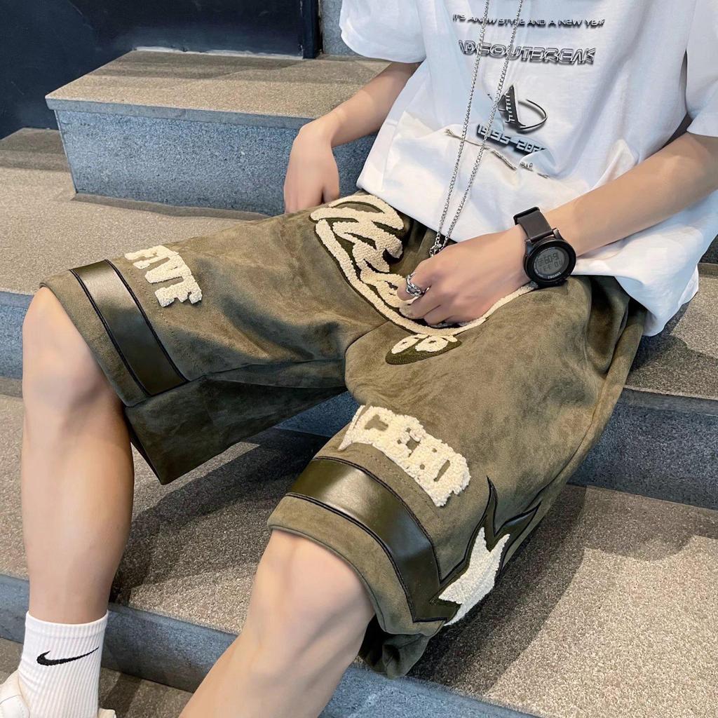 Men's Trendy Embroidered Summer Shorts - Hip-Hop, Retro, Japanese, & Hong Kong Styles