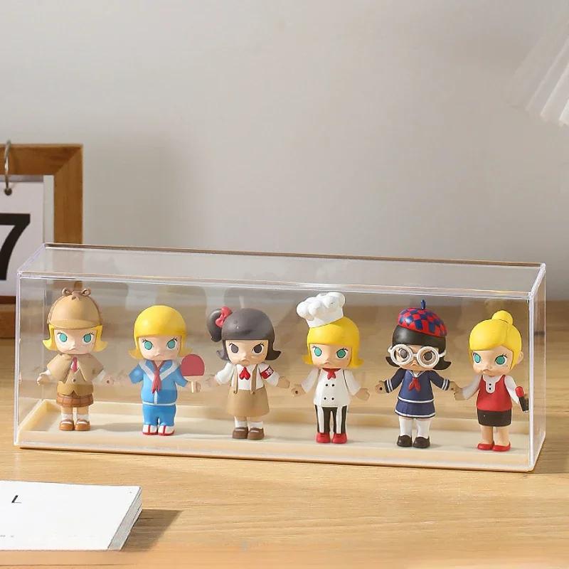 Action figures storage box, portable organizer acrylic transparent display cabinet, stackable dustproof case for dolls models