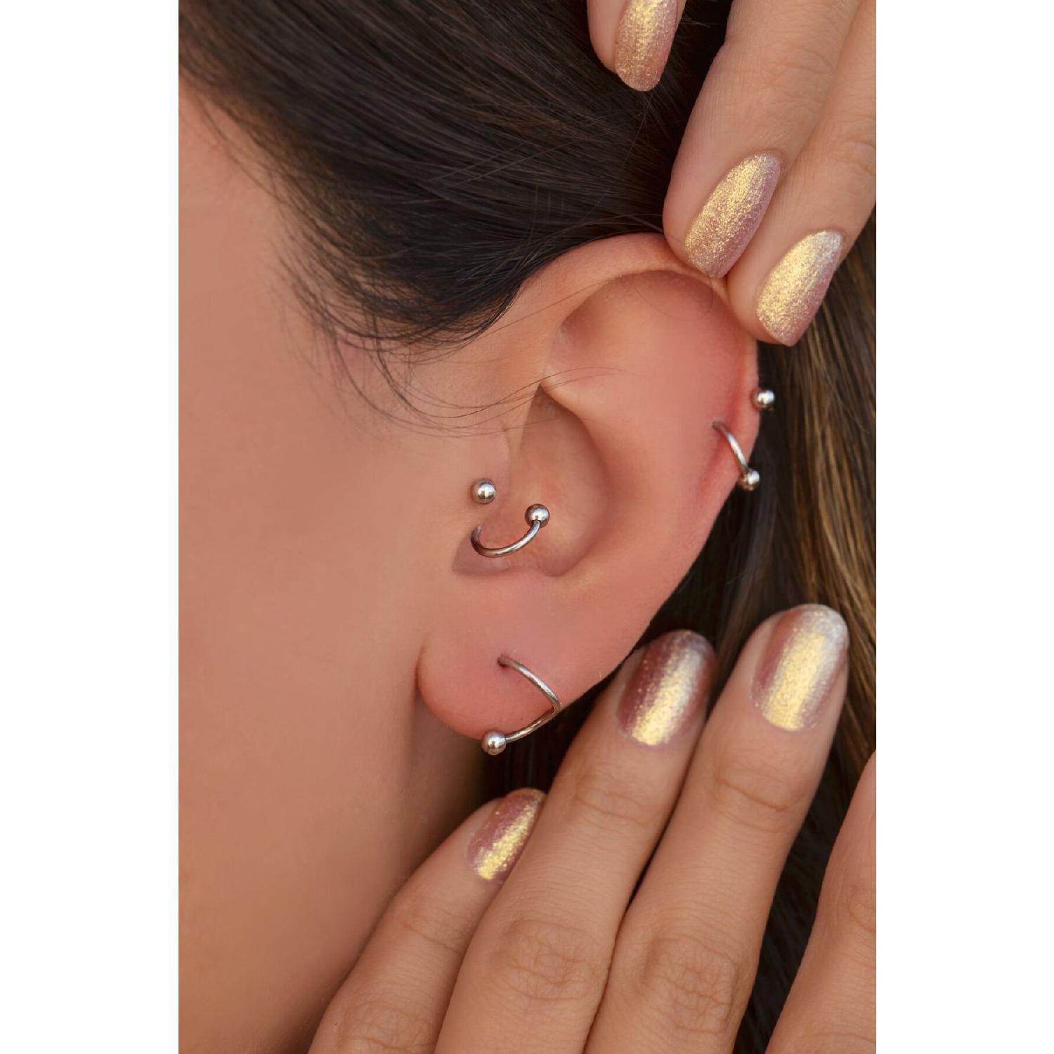 4 Paia Orecchini Piercing 16G - Per Helix, Naso, Labbra In Acciaio Inox 316L Con Zirconi - Foto 6
