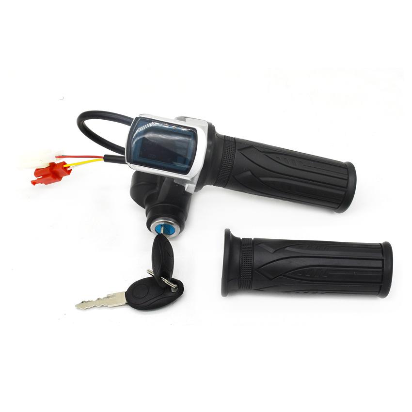 36V 48V Electric Bike Throttle W/ LCD Display Accelerator Handle Bicycle Scooter Wire Twist Throttle Grip for E-bike