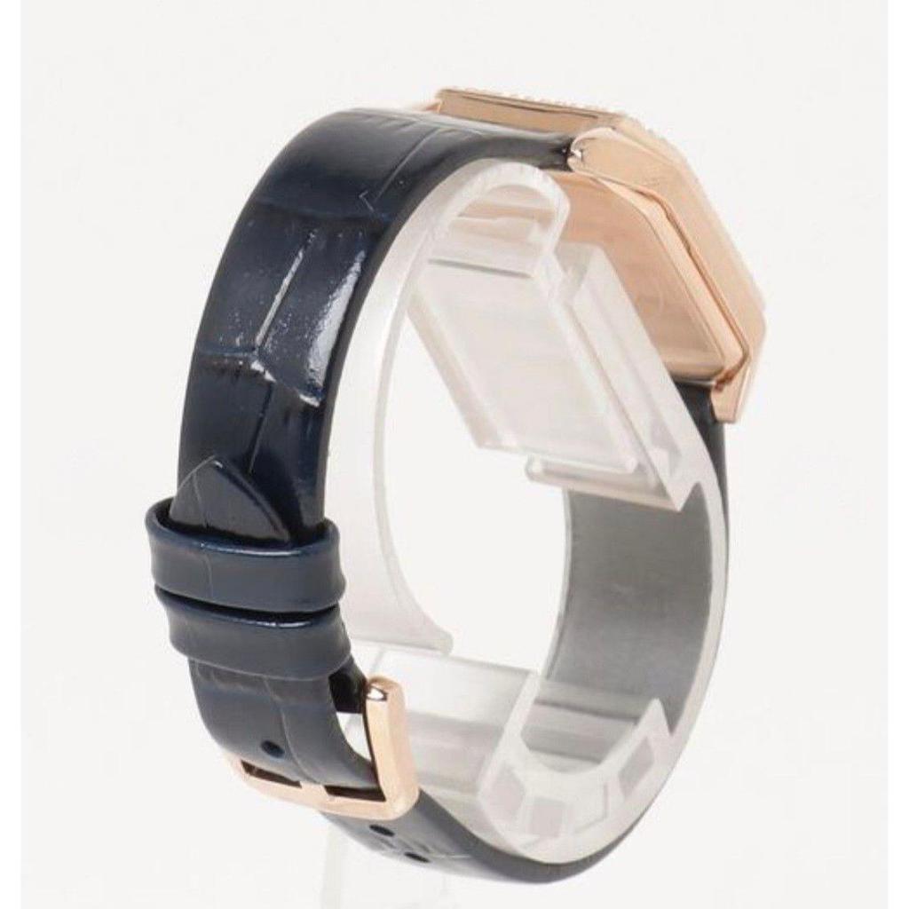 Used EMPORIO ARMANI Women's Watch Octagon Navy Emporio Armani Watch Analog Leather AR11466