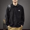Spring And Autumn Texture Heavy Knitted Sweater Men'S American Printed Paul Shirt Autumn Loose Long Sleeve Polo Shirt
