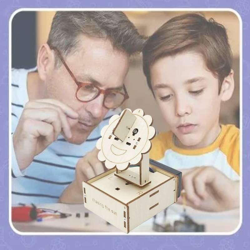 Steam Education Diy Wooden Light Tracking Sensor Material Kit For Children Programming Learning
