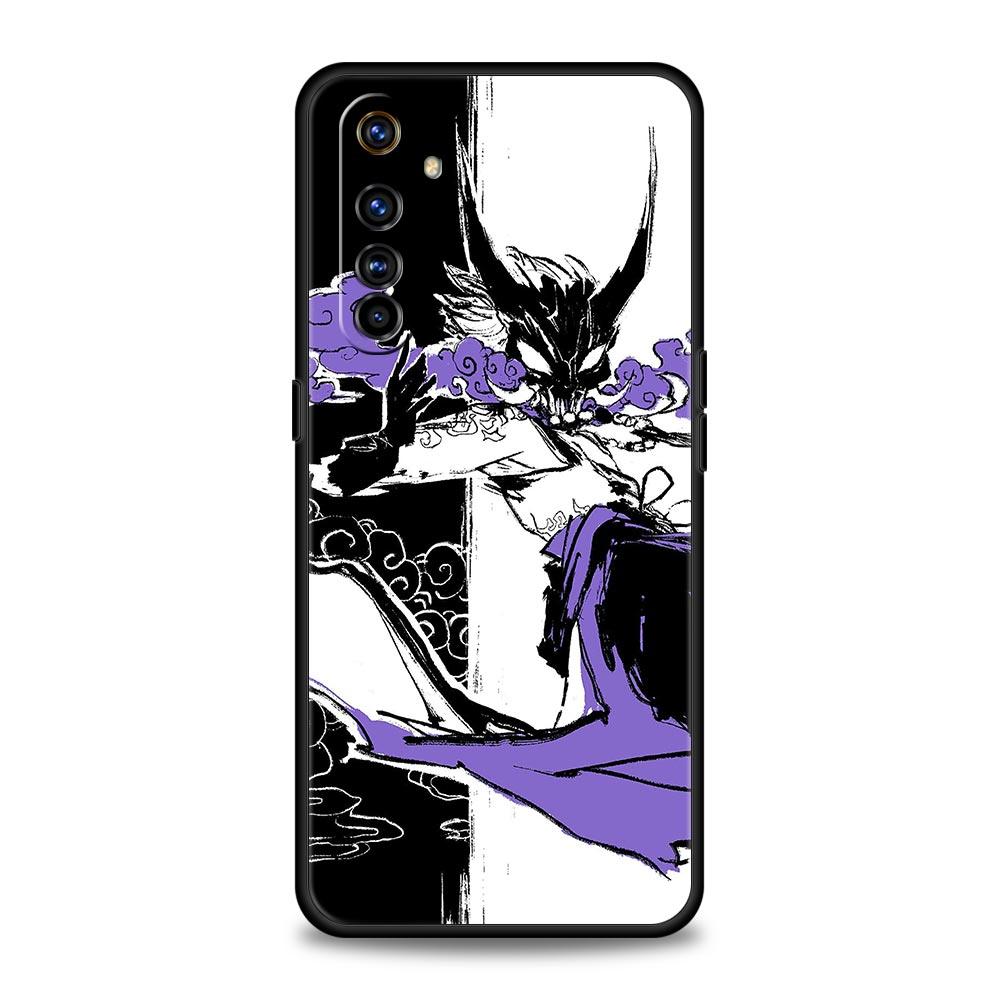 Genshin Impact Black and White For Realme 9i Luxury Phone Case 9 8 5G GT2 7 6 Pro Plus 8i C21 C3 C11 C25 Black Silicone Cover