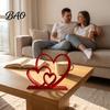 Romantic Desktop Decoration Double Heart Figurine, 3D Printed Love Decor for Valentine's to Connection Statue Day, Anniversary Gift Couples, Cute Home