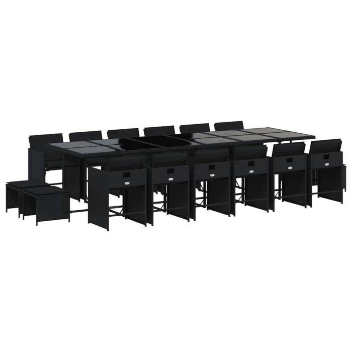 VidaXL Ensemble à Manger de Jardin Coussins 17 pcs, Chaises à Manger avec Accoudoirs, Ensemble de Meubles avec Table, 3211183