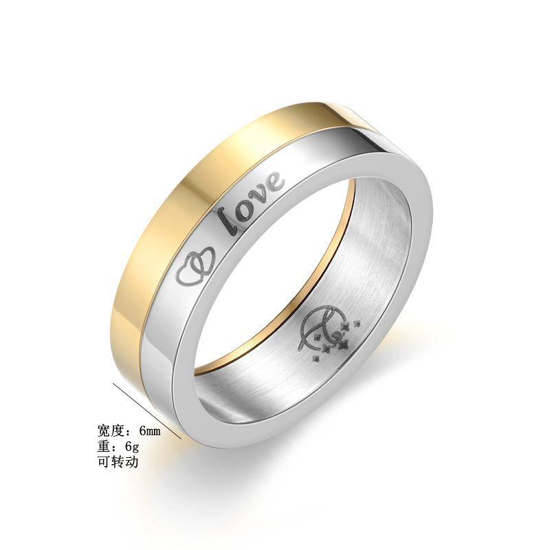 Rotatable Titanium Steel Ring Women, Love LOVE Couple Ring Fashion Trendy Men's Hand Jewelry