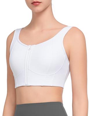 Yvette Sports High Integrated Plus White Women's Bra, No-Slip, Open-Front, Support, Moisture-Wicking, Quick-Drying, U-Back, Cup, Wireless, Sizes,