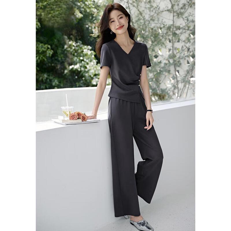 Elegant New Chinese Style Pan-Button Women s Summer Set XL