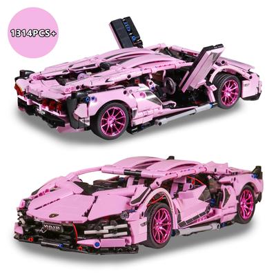 City Speed Technical Rosa Lamborghinied Rennwagen Baustein Modell Sportfahrzeug Zusammenbauen Ziegel Spielzeug für Kinder Erwachsene Geschenke