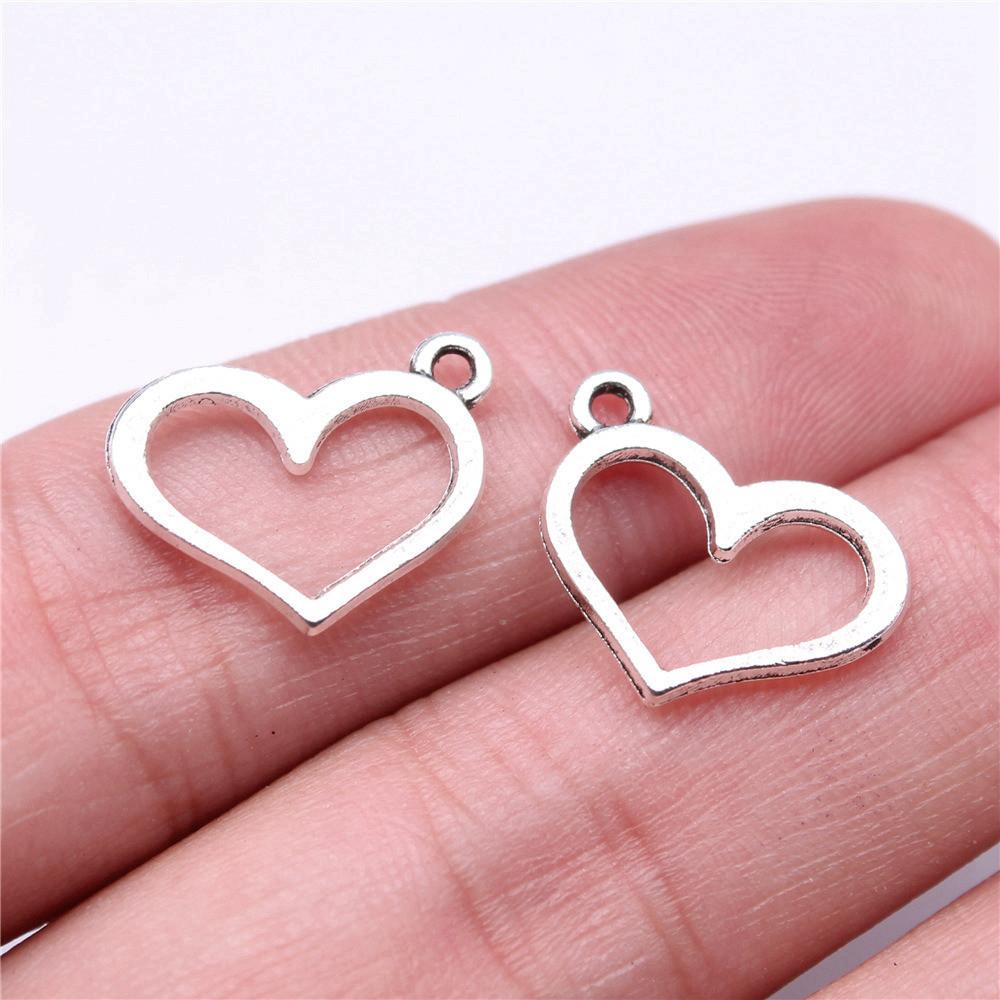 Charms Openwork Heart Pendants Vintage Jewelry Supplies QC068