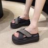 Fashion New Women 2024 Summer Platform Sandals Beige Thick Bottom Slippers Woman 7CM High Heels Fashion Open Toe Outdoor Beach Slides