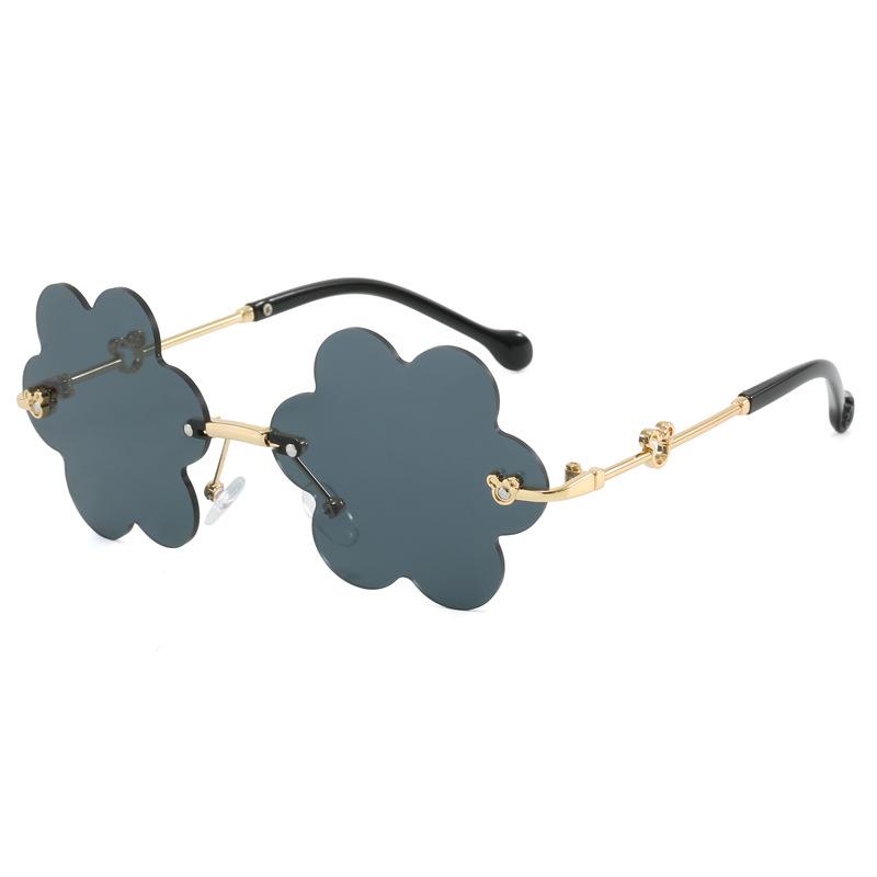 Trendy Children's Flower Rimless Sunglasses Uv Protection With Cute Decorations Sun Protection Glasses 6001