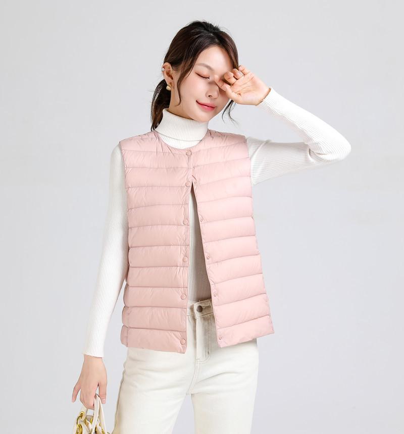 New Light Down Liner Vest Women's Collarless White Duck Down Warm Large Size Inner Vest