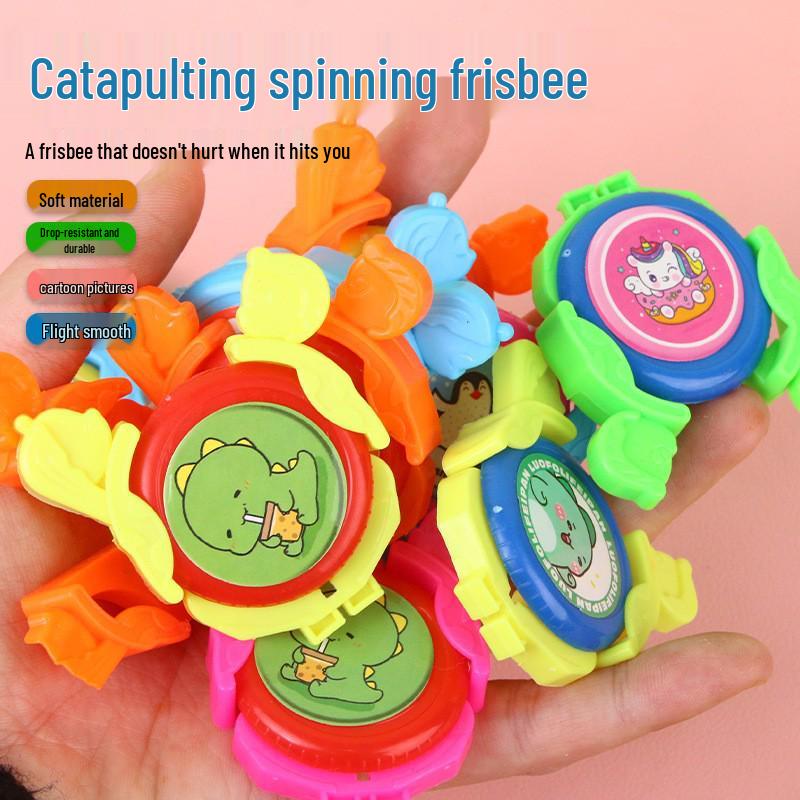 Children s Cartoon Mini Flying Saucer Toy – Portable Outdoor Catapult Frisbee