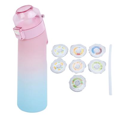 Fľaša na vodu PP plast a silikón 650 ml Slamka Fitness Športová fľaša na vodu so 7 príchuťovými krúžkami