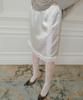 RESIS Lace Satin Midi Skirt [White] / Rf3Lsk501